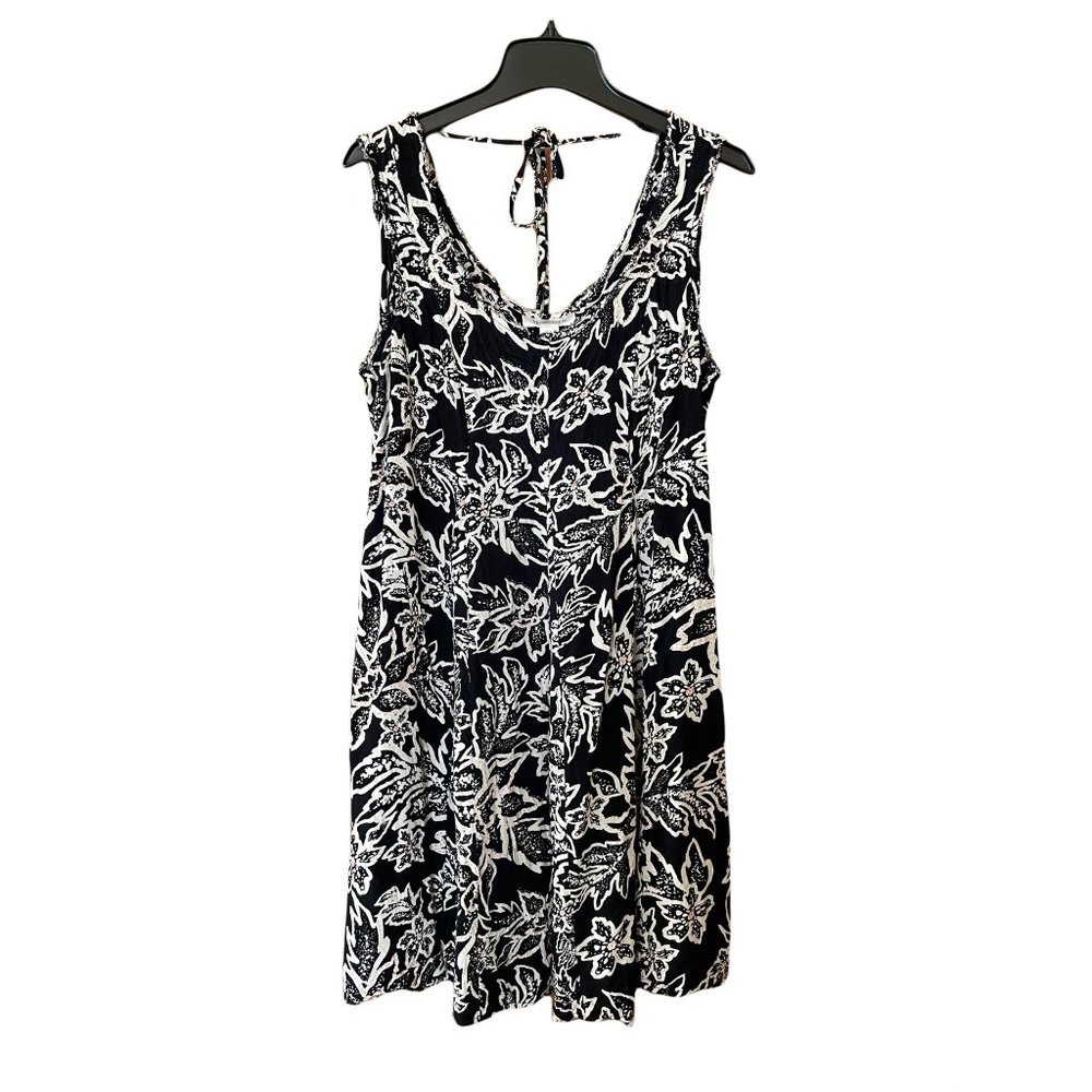 Motherhood Maternity Black Floral Dress Sleeveless Rayon M Raw Hem Lightweight